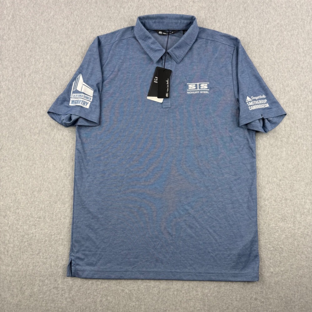 Travis Mathew Shirt Mens Large Blue Polo Performance‎ Stretch Short Sleeve NEW